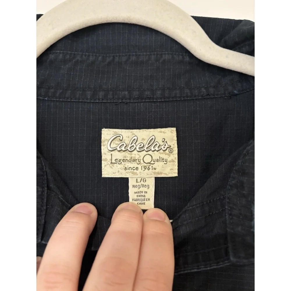 Cabelas Black Men's Buttonup‎ Shirt Long Sleeve Size Large Reg Cotton Y2K